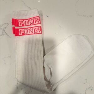 PINK Victoria's Secret White and Neon Hot Pink Socks NWOT